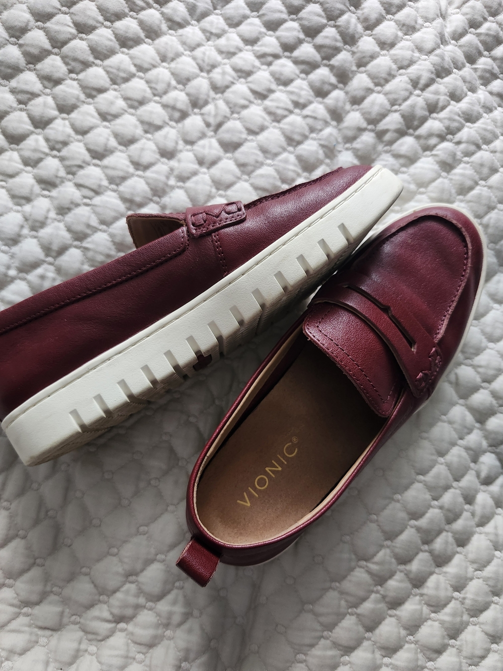 Vionic Burgundy Leather Slip-On Loafers
